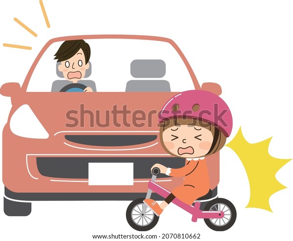 Car and bicycle\
girl accident while\
driving