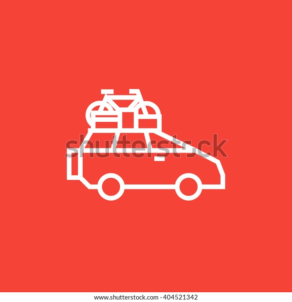 Car with\
bicycle mounted to the roof line\
icon.