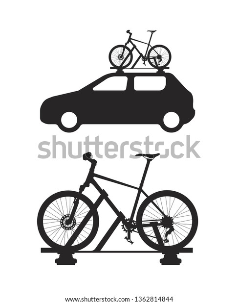 Car with bicycle roof rack,transporting bicycles on\
the roof