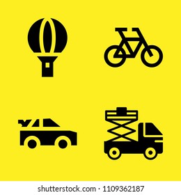 car, bike, hot air balloon and lifter vector icon set. Sample icons set for web and graphic design