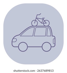 Car with bike mounted on its roof rack, showcasing readiness for outdoor activities. Road trips and exploration concept