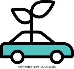 icono de color de la línea del vector biocombustible del coche