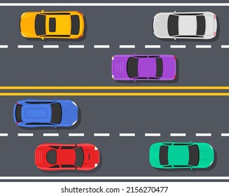 Car bird view aerial vector icon. Above car on highway top view vehicle illustration