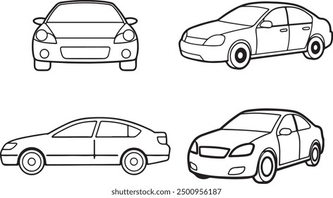 Car black color Outline Vector Illustration art 