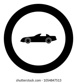 Car black icon in circle .