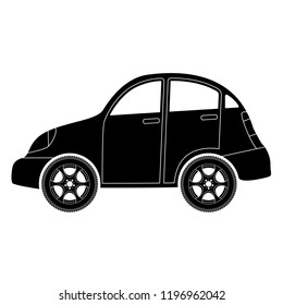 Car. Black icon. Vector illustration isolated on white background