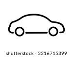 car black line vector icon, side view simple minimalistic style vehicle symbol