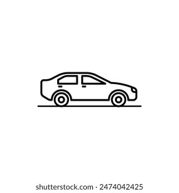 Car black lines vector icon .