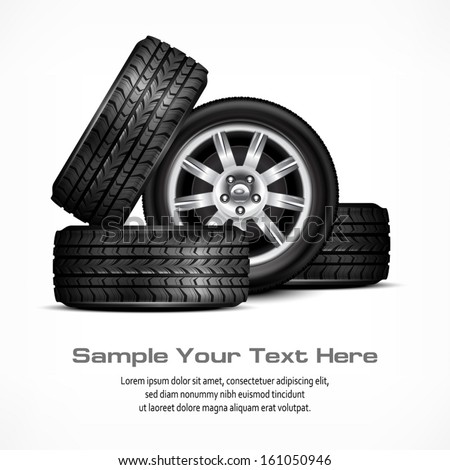 Car black new wheels on white background, vector illustration