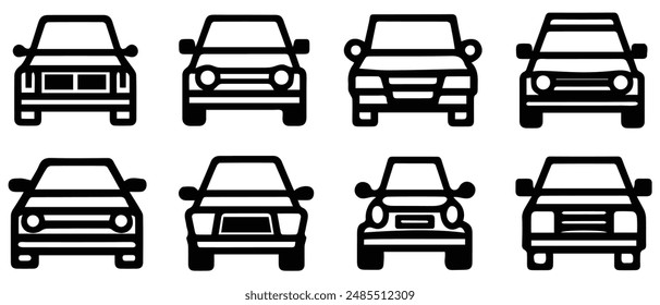 Car black outline icon fast travel drive electric machine design.