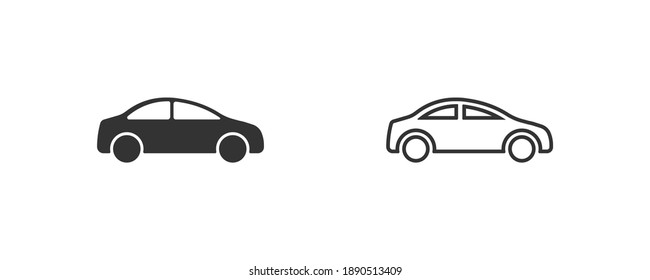 Car black silhouette icon.  Vector isolated illustration set.