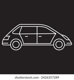 Car black silhouette .Vehicle sedan icon.Isolated on white background. Vector flat illustration.