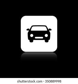car - black vector icon on the white button