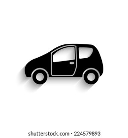 Car - black vector icon with shadow