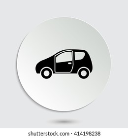 Car - black vector icon  with shadow