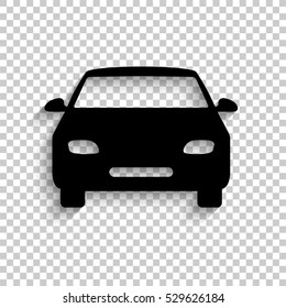 Car - black vector  icon with shadow
