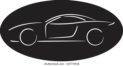Car Black and White Abstract Lines Vector. Logo. Vector illustration