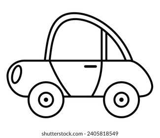car - black and white cartoon vector illustration, isolated on white background