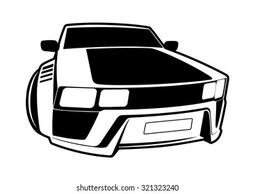 car black and white vector icon