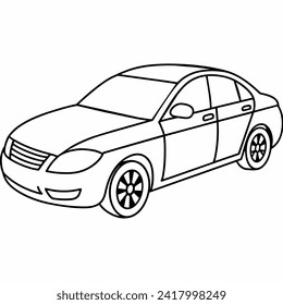 car black and white vector illustration for coloring book	