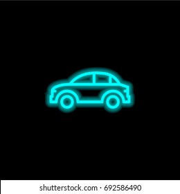 Car blue glowing neon ui ux icon. Glowing sign logo vector