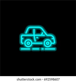 Car blue glowing neon ui ux icon. Glowing sign logo vector