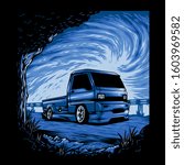 Car blue modification vector illustration