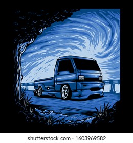 Car blue modification vector illustration