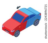 Car blue paint icon isometric vector. Auto service. Varnish garage