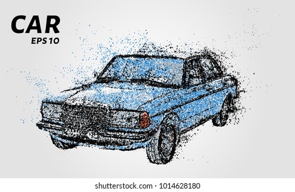 Car blue particles. The car consists of circles and dots.