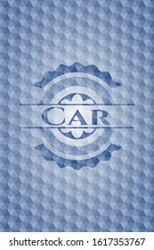 Car  blue polygonal badge. Vector Illustration. Detailed.