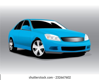 Car blue, Vector illustration