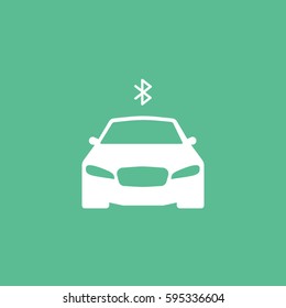 Car And Bluetooth Sign Flat Icon On Green Background