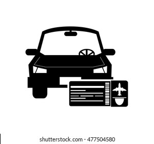 car and boarding pass icon