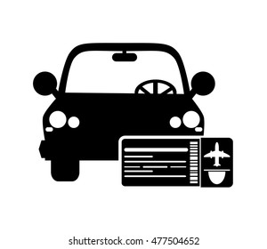 car and boarding pass icon