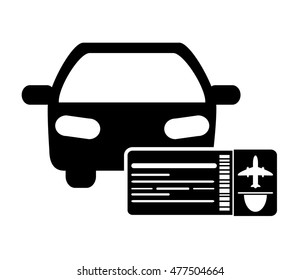 car and boarding pass icon