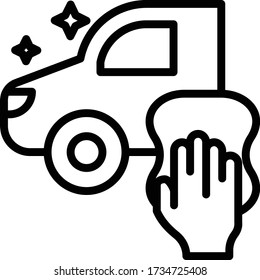 Concepto de trabajo de pintura de cuerpo del automóvil, Vehículo con toalla de microfibra de mano de diseño de icono, lavado manual y equipo de centro de detalles sobre fondo blanco, 