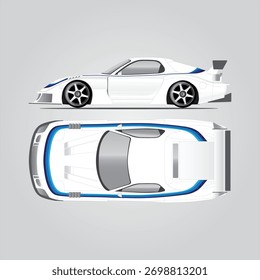 car body top and side view
