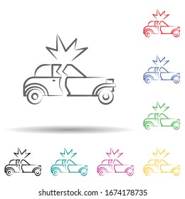 Car bomb multi color set icon. Simple thin line, outline vector of mafia icons for ui and ux, website or mobile application