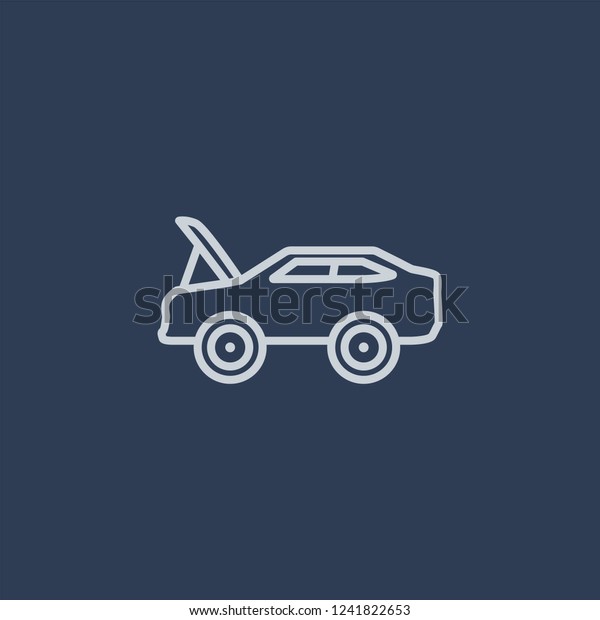 car bonnet icon. car bonnet linear design\
concept from Car parts collection. Simple element vector\
illustration on dark blue\
background.