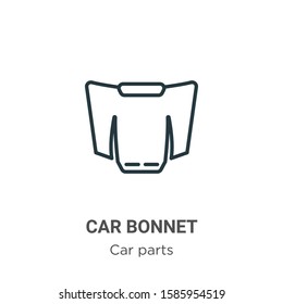 Car bonnet outline vector icon. Thin line black car bonnet icon, flat vector simple element illustration from editable car parts concept isolated on white background