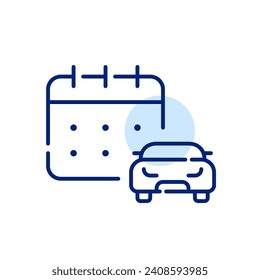 Car booking form. Car and calendar. Pixel perfect, editable stroke