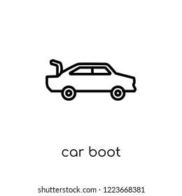 Car Boot Icon. Trendy Modern Flat Linear Vector Car Boot Icon On White Background From Thin Line Car Parts Collection, Outline Vector Illustration