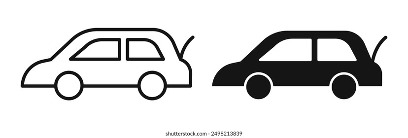 Car boot iconicon vector collection in outlined and solid style