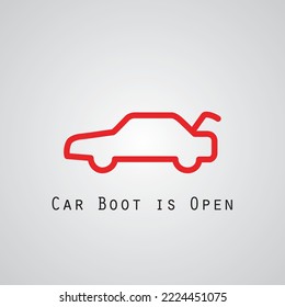 Car Boot Is Open Car Digi Sign Dashboard Panel Minimal Flat Icon Warning Lights Isolated Vector Illustration