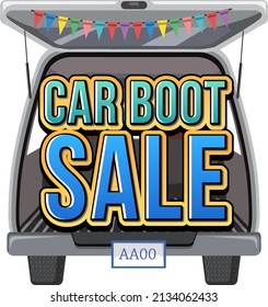 Car boot sale typography design illustration