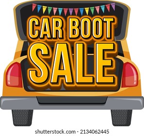 Car boot sale typography design illustration