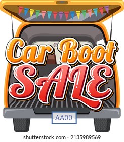 Car boot sale typography design illustration