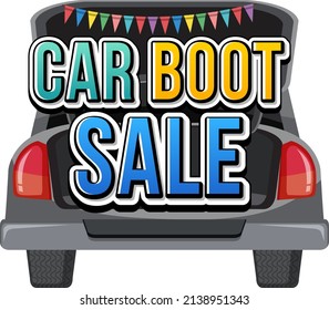 Car boot sale typography design illustration