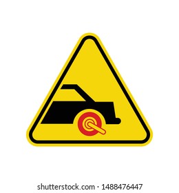 Car Boot Warning  Sign Isolated On White Background. Yellow Triangle Warning Symbol Simple, Flat Vector, Icon You Can Use Your Website Design, Mobile App Or Industrial Design. Vector Illustration